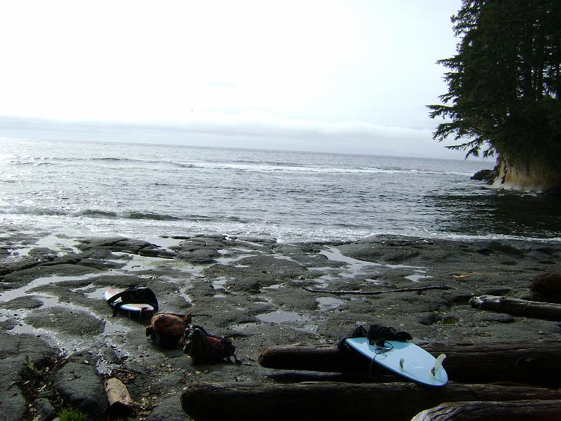 DSC03677.JPG - Two surfers were hanging out at Botanical Beach waiting to see if the surf would pick up but it didn't.